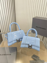 BALENCIAGA Hourglass Small Croc-Embossed Top-Handle Bag